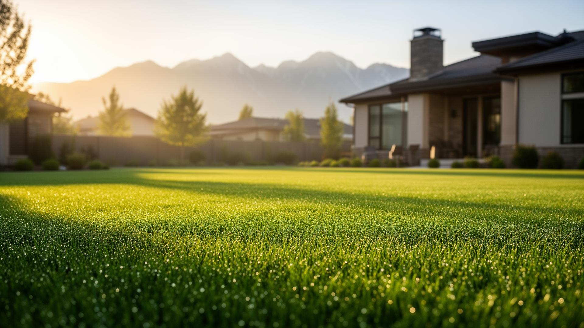 Freshly installed sod lawn in a Salt Lake City front yard